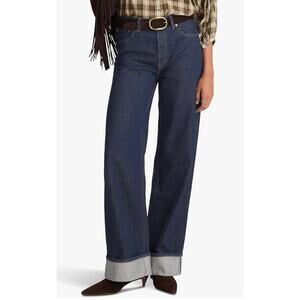 Madewell White Low Slung Baggy Jeans Cuff Hem NWT Sz 28 100% Cotton